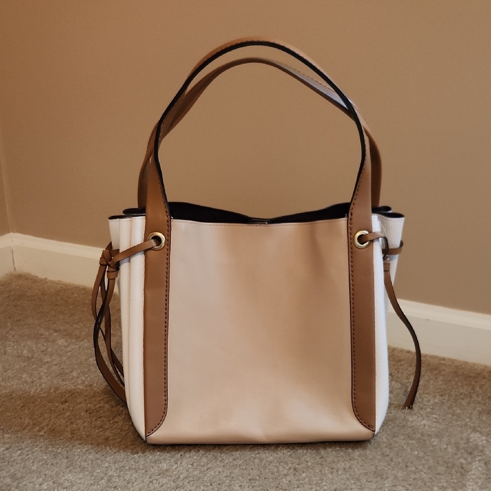Coach Harmony Hobo in colorblock tan and cream